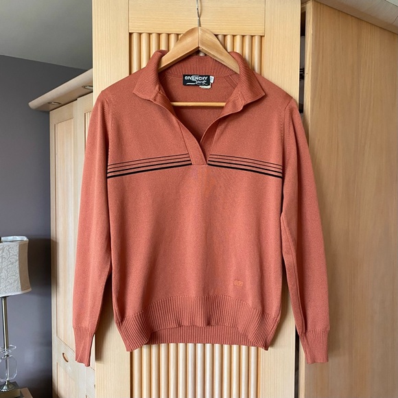Vintage givenchy 70’s polo collar sweater top copper tan - Picture 4 of 12